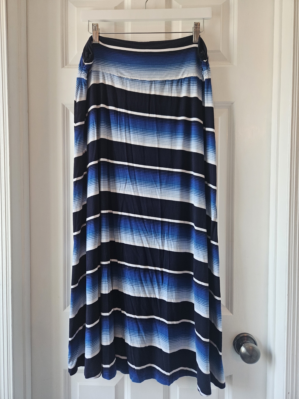 Striped Blue and Black Maxi Skirt Size XXL Merona
